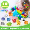 52PCS Animal Alphabet Learning Toys for Toddlers 2-4, 10 Different Animal Figures, Montessori Educational Toys Gifts for Boy Girl, Preschool Learning Activities, Double Sided ABC Matching Game  view 2