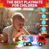 Fire Trucks for Toddlers 3-5, Light Up Sensory Car Toy for Kids, LED Transparent Bump Car with Rotating Gear, Cool Lights and Musical, Educational Crawling Toy for Baby, Birthday Gift for Boys Girls view 3