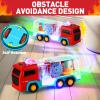 Fire Trucks for Toddlers 3-5, Light Up Sensory Car Toy for Kids, LED Transparent Bump Car with Rotating Gear, Cool Lights and Musical, Educational Crawling Toy for Baby, Birthday Gift for Boys Girls view 4