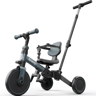 besrey 4 in 1 Toddler Bike, Toddler Tricycle for 1-3 Year Old, Trike with Push Handle, Backrest and Safety Belt, Birthday Gifts and Toys for Boys and Girls, Balance Bike