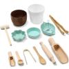 Tiangrid 14pcs Sensory Bin Tool Sensory Tools for Boys and Girls Fine Motor Skill Toys Wooden Tong Spoons Bowls Plate Hammer Magnifying Glass and Rolling Pin for Transfer Work and Fine Motor Learning view 1