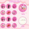 128 PCS Hot Pink Party Favors Decorations ,Princess Birthday Supplies Bracelet Stickers Pin Stamp Bubble Wand Gifts Stuffers for Girls Kids view 4