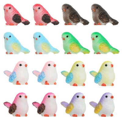 16 Pcs Miniature Bird Figurines - Mini Resin Birds Decorative for Dollhouse, Crafts & Garden