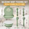 HippoBaby 6 Piece Baby Bowls With Suction and Lids | Toddler Bowl Set with 1 Bowl, 1 Bib, 2 Baby Spoons, 1 Large Spoon, 1 Large Fork, Baby Feeding Essentials (1, Mint) view 2
