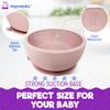 HippoBaby 6 Piece Baby Bowls With Suction and Lids | Toddler Bowl Set with 1 Bowl, 1 Bib, 2 Baby Spoons, 1 Large Spoon, 1 Large Fork, Baby Feeding Essentials (1, Rose Quartz) view 3