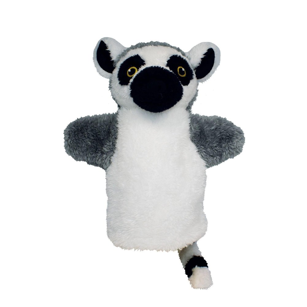 EcoBuddiez Hand Puppet - Ring-Tailed Lemur from Deluxebase. Plush Animal Puppets for Kids Made from Recycled Plastic Bottles, Eco-Friendly Toys for Pretend Play, Gifts and Creative Playtime.