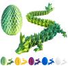 3D Printed Dragon Egg with Dragon Inside,12 Inch 3D Printed Dragon Egg Fidget ToyHome Office Decor Executive Desk Toys for Autism/ADHD (Laser Yellow Green) view 1