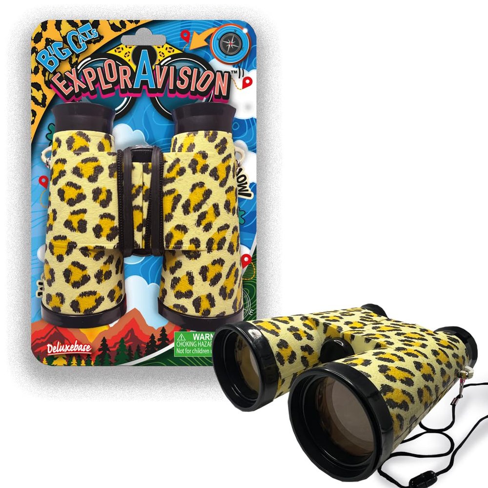 ExplorAvision - Big Cat Binocular from Deluxebase. Safari Portable and Compact Binoculars for Kids, Educational Animal Explorer for Outdoor Adventure and Play.