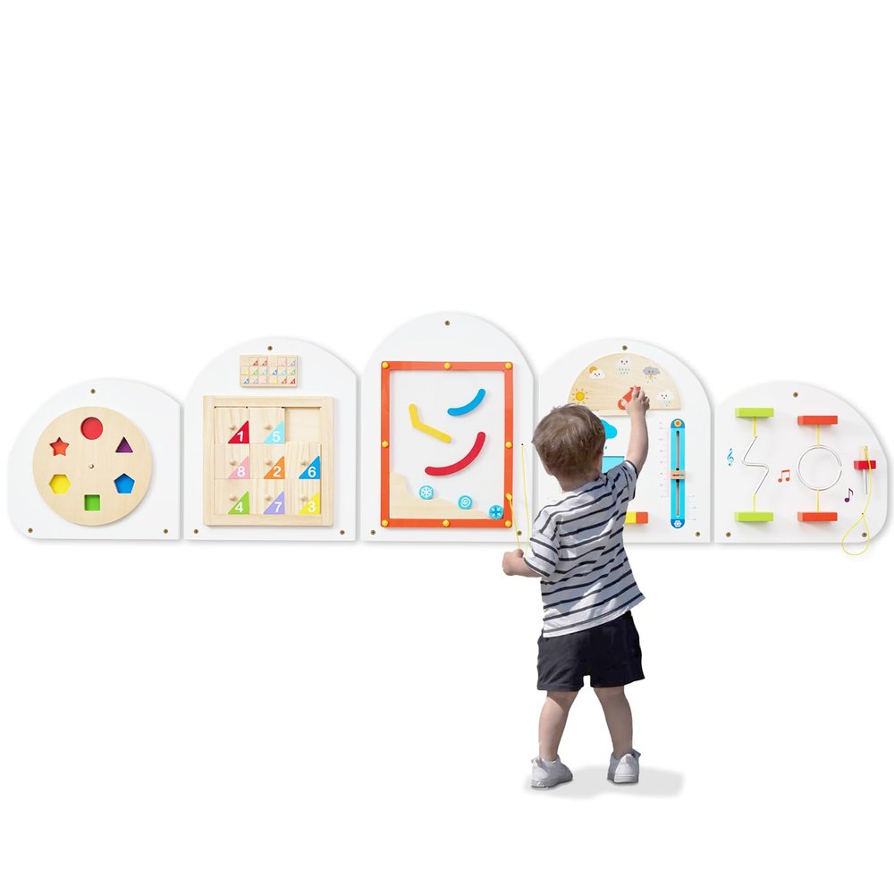 Monlurd Cloud Montessori Busy Board, Sensory Board, Wooden Toys, Wall Toys, Boys and Girls 6M+