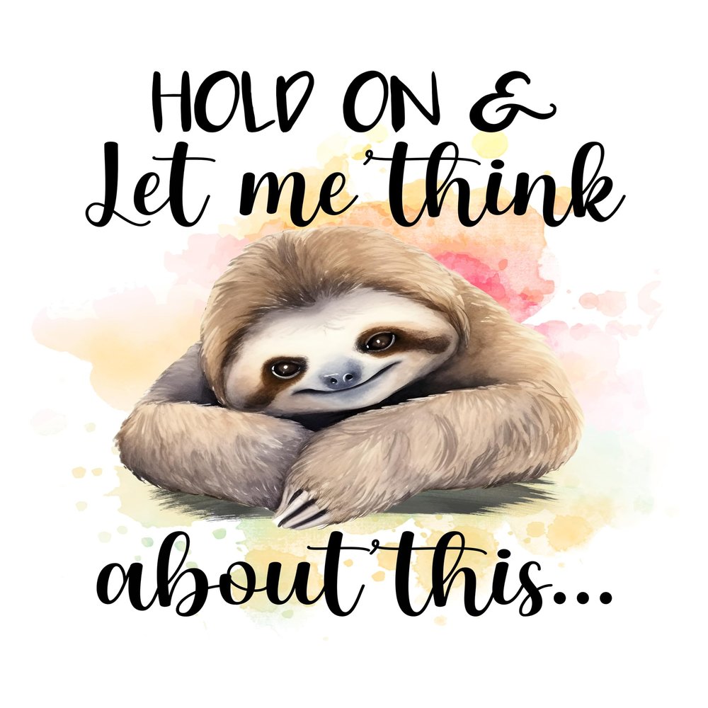 Funny Sloth Fabric Panel for Quilting, Crafting, Sewing, Quilt Block, Craft Fabric FQ749615 (8x8 inches)