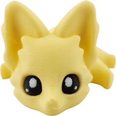 Cute Fox Desk Buddy, Articulated 3D Printed Fidget, 7.5 Inches, Authorized Seller (Pastel Yellow)