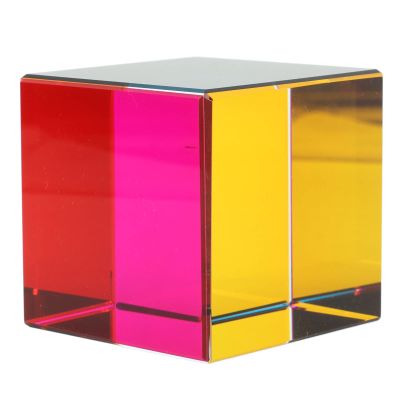 Color Cube Lightweight Glass 6 Sides Light Refractive Optical Cube Prism for Desktop (50mm)