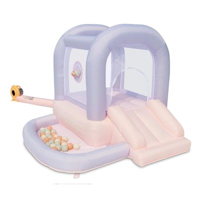 Bounceland Mini Bouncer Cotton Candy with Ball Pit, 6ft L x 6ft W x 4.6ft H inflated Size, UL Blower Included, 30 Pastel Plastic Balls, Trendy Bouncer for Kids