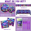 142Pcs 9th Birthday Video Game Party Supplies Video Game Birthday Decorations Neon Level 9 Plates and Napkins Tableware Set for Boys 9th Gamer Gaming Party view 2