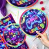 142Pcs 9th Birthday Video Game Party Supplies Video Game Birthday Decorations Neon Level 9 Plates and Napkins Tableware Set for Boys 9th Gamer Gaming Party view 3