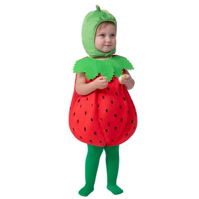 Spooktacular Creations Halloween Strawberry Costume for Baby,Toddler Fruit Costume with hood for Halloween Cosplay Party (12-18 Months)
