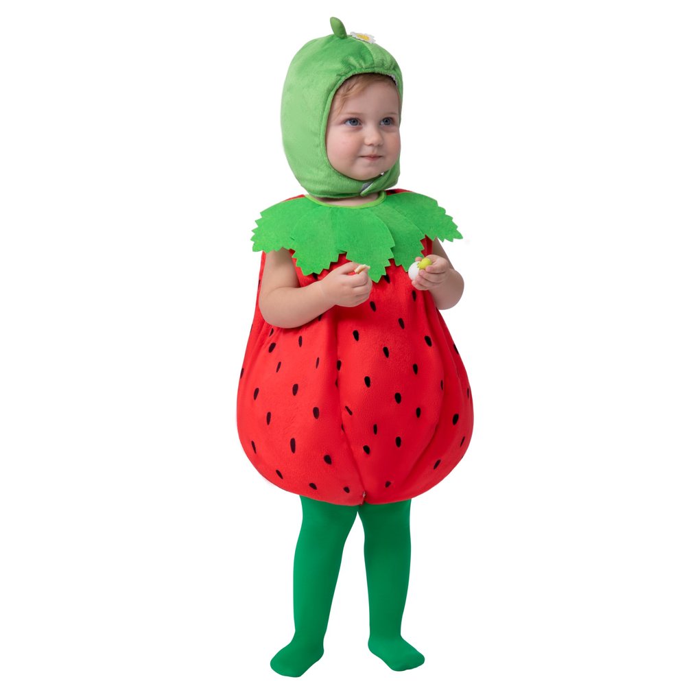 Spooktacular Creations Halloween Strawberry Costume for Baby,Toddler Fruit Costume with hood for Halloween Cosplay Party (12-18 Months)