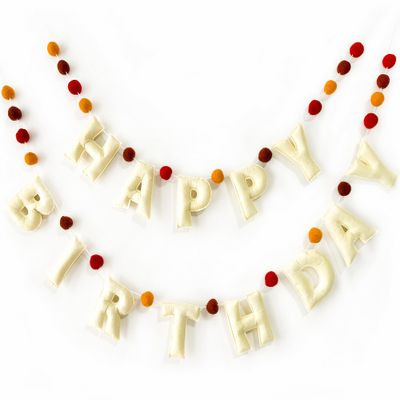 Boho Felt Happy Birthday Banner, Bohemian Birthday Party Decorations,Natural Handmade Wool Letters & Balls, Boho Happy Birthday Garland for kids Birthday Parties Window Door Mantels Decor Ready To Hang