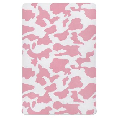Pfrewn Crib Sheets for Boys Girls Pink Cow Fitted Crib Sheet Fits Standard Crib Mattress Pads Stretch Soft Toddler Baby Sheet, 52x28x9IN