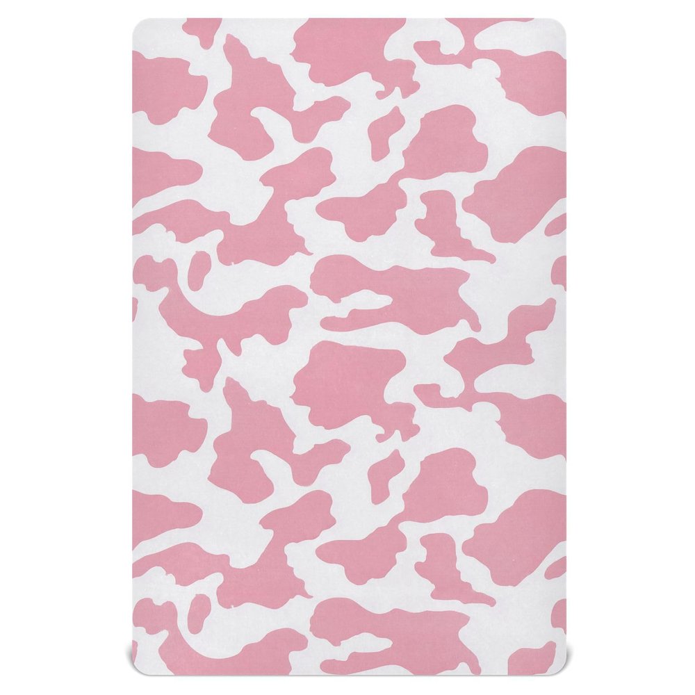 Pfrewn Crib Sheets for Boys Girls Pink Cow Fitted Crib Sheet Fits Standard Crib Mattress Pads Stretch Soft Toddler Baby Sheet, 52x28x9IN