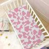 Pfrewn Crib Sheets for Boys Girls Pink Cow Fitted Crib Sheet Fits Standard Crib Mattress Pads Stretch Soft Toddler Baby Sheet, 52x28x9IN view 2