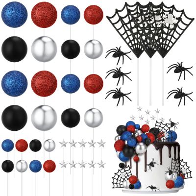 ZhouBoat 42 Pcs Spider Cake Toppers Spider Cake Decorations