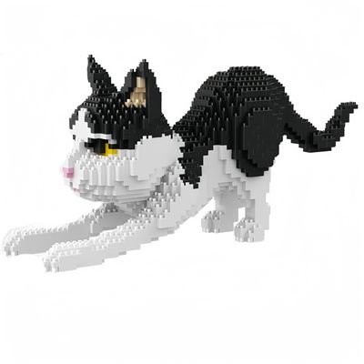 alltogetho Cow Cat Model Micro Mini Building Block Toys Sets: Enjoy Layered Black-and-White Patterns with The Dynamic Running Pose