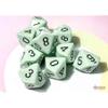 Wondertrail Green Pastel Dice with Black Numbers D10 Aprox 16mm (5/8in) Set of 10 Chessex view 2