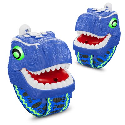 Dinosaur Walkie Talkies for Kids 2 Pack Camping Gear T-Rex Outdoor Toys for Boys Age 3-12 Year Old 3 Channel Long Range Birthday Gifts Easter Christmas Stocking Stuffers Yard Outdoor Games (Blue)