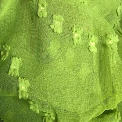 Daesar 2 Panels Semi Sheer Curtains 90 Inch Length, Eyelet Tulle Curtains Solid Color with Pom Pom Tufted Floral Voile Curtains for Living Room Kitcken Window Treatment, 54x90 Inch Green
