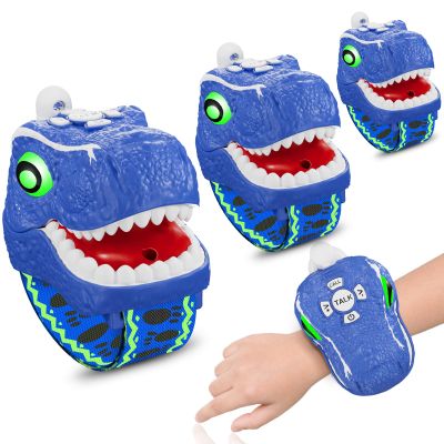 Dinosaur Walkie Talkies for Kids 3 Pack Camping Gear T-Rex Outdoor Toys for Boys Girls Age 3-12 Year Old 3 Channel Long Range Birthday Gifts Easter Christmas Stocking Stuffers Blue