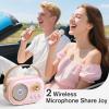 Mini Karaoke Machine,White Elephant Gifts,Stocking Stuffers for Teen, Christmas Gifts for 3-12+ Years Old, Portable Bluetooth Speaker with Wireless Microphone Kids Boys Girls-Pink view 4