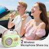 Mini Karaoke Machine,White Elephant Gifts,Stocking Stuffers for Teen, Christmas Gifts for 3-12+ Years Old, Portable Bluetooth Speaker with Wireless Microphone Kids Boys Girls-Green view 4