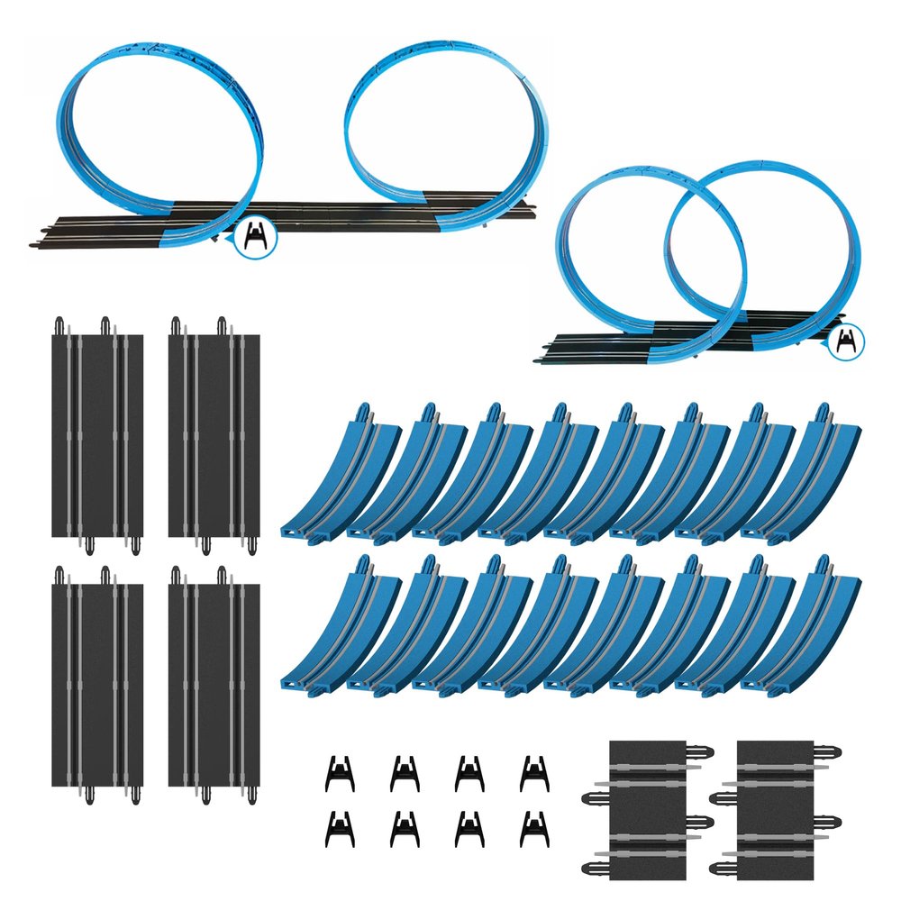 AGM MASTECH Extension Set #4-26 Piece Track(16 Loop Tracks, 4 Straight Tracks, and More) Expansion Accessory Pack - for Use with 1: 64 Scale AGM MASETCH Slot Car Race Track Systems