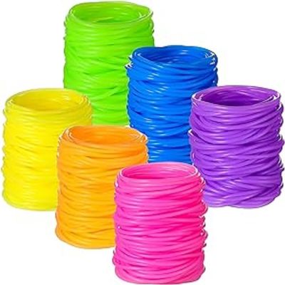 Sratte 1000 Pcs 80s Silicone Jelly Bracelets Bulk Rubber Bracelets Portable Silicone Bands Lightweight Wristband Bangle Hair Ties Women men Accessories Party Favor (Neon)