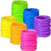 Sratte 1000 Pcs 80s Silicone Jelly Bracelets Bulk Rubber Bracelets Portable Silicone Bands Lightweight Wristband Bangle Hair Ties Women men Accessories Party Favor (Neon) view 1