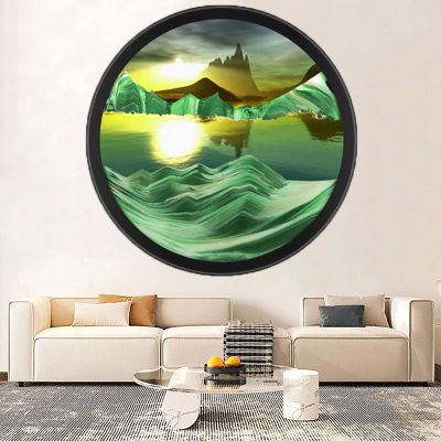 TNSLGHS Moving Sand Art Decor, Sand Art Liquid Motion, 360 Rotate Wall Mounted 3D Dynamic Sand Painting Deep Sea Sandscape, Wall Mounted Sand Art, for Home Office Decoration Gifts,B-24in/61cm