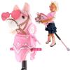 Frebuta Hobby Horse on a Stick,30 to 50In Stick Horse for Kids 3-12 Years Plush Handcrafted Party Cowgirl Music Pink Pony Horse Toy with Illuminated Wheel Stainless Steels Soft Sponge Handle (Pink) view 1