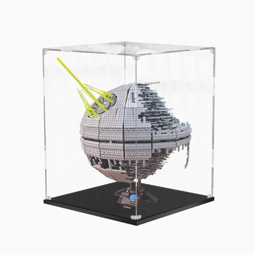 Acrylic Display Case for Lego10143 Death Star Compatible LegoModel Gift Storage Display (Model not Included) High-Definition Transparent Organic Board, Thickened Wood-Plastic Base (3mm)