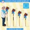 Frebuta Hobby Horse on a Stick,30 to 50In Stick Horse for Kids 3 to12 Years Plush Handcrafted Party Cowboy Music Blue Pony Horse Toy with Illuminated Wheel Stainless Steels Soft Sponge Handle (Brown) view 2