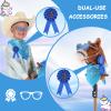 Frebuta Hobby Horse on a Stick,30 to 50In Stick Horse for Kids 3 to12 Years Plush Handcrafted Party Cowboy Music Blue Pony Horse Toy with Illuminated Wheel Stainless Steels Soft Sponge Handle (Brown) view 3