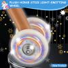 Frebuta Hobby Horse on a Stick,30 to 50In Stick Horse for Kids 3 to12 Years Plush Handcrafted Party Cowboy Music Blue Pony Horse Toy with Illuminated Wheel Stainless Steels Soft Sponge Handle (Brown) view 4