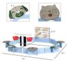 HOYOC Wooden Sandbox, Large Outdoor Sand Box with 6 Animal Patterned Seats, Buckets & Blackboards, Sand Pit for Backyard Play, Fir Wood, Blue, Animals, 85" x 85" x 24.75" view 4
