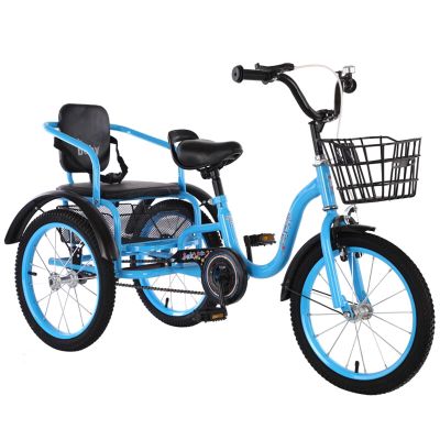 JIYIAN Kids Trike Bike - Toddler Trike High Carbon Steel Frame Children Tricycle with Storage Basket-Safety Harness Boy Girl Outdoor Toy Gifts,Blue,16 inches