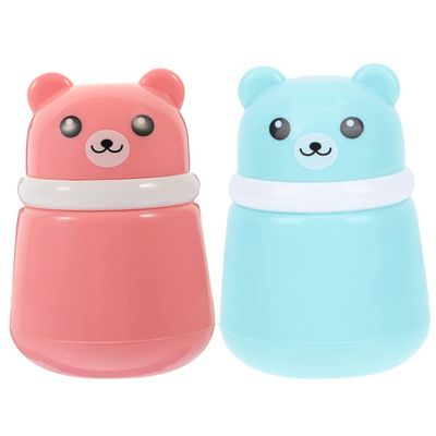 CIYODO 2pcs Adorable Bear Powder Puff Box Cartoon Talcum Powder Container for Portable Storage for Body Dusting Newborn-Friendly Design