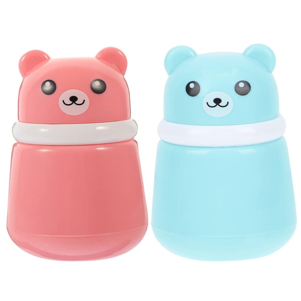 CIYODO 2pcs Adorable Bear Powder Puff Box Cartoon Talcum Powder Container for Portable Storage for Body Dusting Newborn-Friendly Design