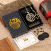 Mini DND Dice Set Steampunk Hollow Octopus Pocket Watch Shell Case, 7pcs Polyhedral Metal D&D Dice Set, DND Gifts with Gift Box for Player, Role Playing Board Games Accessories, Bronze view 4