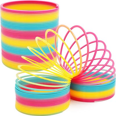 The Dreidel Company Jumbo Rainbow Plastic Coil Spring, Party Favor for Kids, Individually Wrapped, 7" (175mm) Spring (8-Pack)