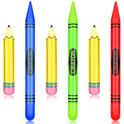 6 Pcs Giant Large Inflatable Crayons Hanging Neon Back to School Pencil Crayons Classroom Decoration for Back to School Classroom Garden Room Birthday Party Decorations, 4 Colors