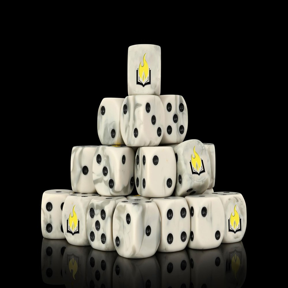 Baron of Dice Flaming Book Resin Dice - Set of 25 (Round)
